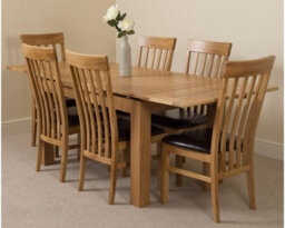 That's Furniture Richmond 140Cm - 220Cm Oak Extending Dining Table And 6 Chairs Dining Set With Harvard Chairs - thumbnail 1
