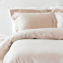 The Linen Yard Waffle Textured 100% Cotton Duvet Cover Set, King, Pink - thumbnail 2