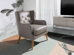 Angel Cerda Chester Armchair In Dark Grey Leather - Modern Design And Comfort - thumbnail 2