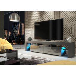 Creative Furniture Nova Tv Unit 200Cm - Dark Grey With Gloss Doors And Led Lights - thumbnail 5