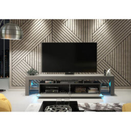 Creative Furniture Nova Tv Unit 200Cm - Dark Grey With Gloss Doors And Led Lights - thumbnail 3