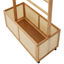 Bamboo Garment Rack Coat Shoe Clothes Stand Thicken Wooden Basket Open Wardrobe - thumbnail 4