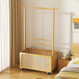 Bamboo Garment Rack Coat Shoe Clothes Stand Thicken Wooden Basket Open Wardrobe - thumbnail 6