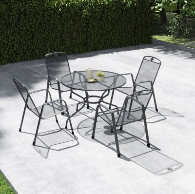 Pacific Lifestyle Savoy Metal Outdoor 4 Seater Dining Set Patio Garden Furniture - image 1