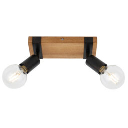 Luminosa Lighting Luminosa Molini Twin Ceiling Spotlight Black, Wood 2Xe27