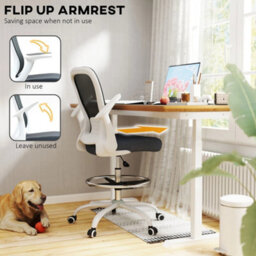 Mesh Ergonomic Drafting Chair Grey - thumbnail 4