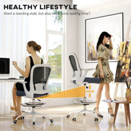 Mesh Ergonomic Drafting Chair Grey - thumbnail 5