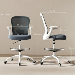 Mesh Ergonomic Drafting Chair Grey - thumbnail 2