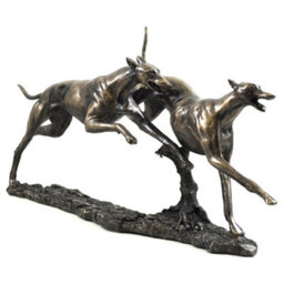 Animal Crackers 'the Winner' Two Racing Greyhounds Figurine In Solid Cold Cast Bronze Designed By David Geenty - thumbnail 2