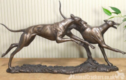 Animal Crackers 'the Winner' Two Racing Greyhounds Figurine In Solid Cold Cast Bronze Designed By David Geenty