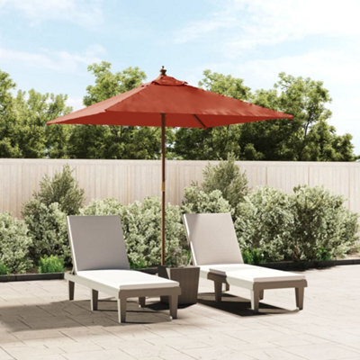 Berkfield Garden Parasol With Wooden Pole Terracotta 198X198X231 Cm - image 1