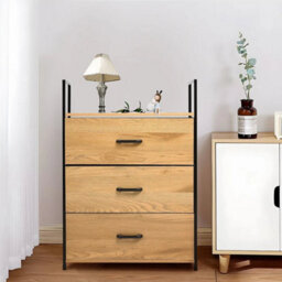 3-Drawer Fabric Chest Storage Dresser Cabinet Furniture - thumbnail 4