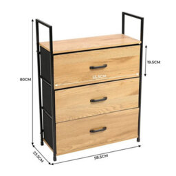 3-Drawer Fabric Chest Storage Dresser Cabinet Furniture - thumbnail 2