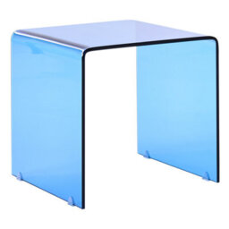 Wyld And Coco Nest Home Set Of 2 Blue Tempered Glass Minimalist Side Tables 42 X 42 X 42 Cm - thumbnail 6