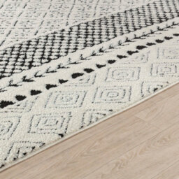 Livabliss Freud-Modern Ivory Black High Pile Living Dining Bedroom Rug 200 X 275 Cm Easy Care, Non Shedding - thumbnail 3