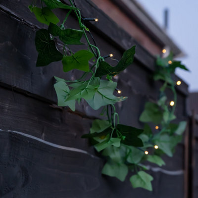Gardenwize 2 Metre 20 Led Solar Powered Outdoor Ivy Leaf String Lights Fence Wall Decking Patio Decorative Lights - image 1