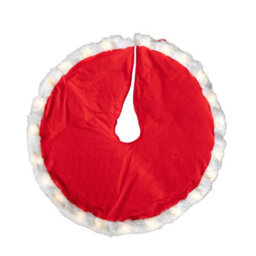Samuel Alexander 90Cm Usb Powered Light Up Red And White Faux Fur Christmas Tree Skirt With Leds - thumbnail 8