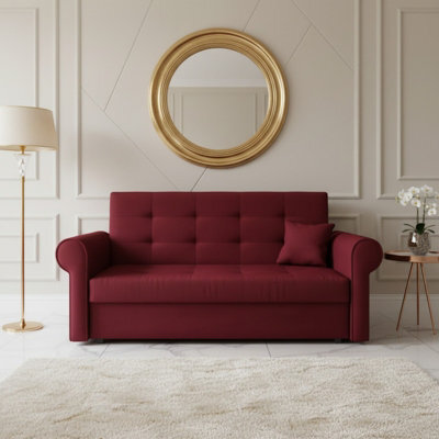 Viva Iii Sofa Bed With Sleeping Function And Storage Polyurethane Foam Wave Spring Metal Legs 168X85X98Cm Red - image 1