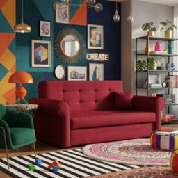 Viva Iii Sofa Bed With Sleeping Function And Storage Polyurethane Foam Wave Spring Metal Legs 168X85X98Cm Red - thumbnail 2