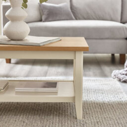 Furniturebox Uk Wood Coffee Table - Eden Wooden Coffee Table - Pale Oak Veneer Top & Cream Legs - Rustic Farmhouse Coffee Table - thumbnail 5