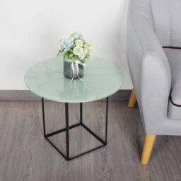 Belofay 50Cm White Marble Round Glass Table Top 8mm Tempered Glass Flat Polished Edge - thumbnail 2