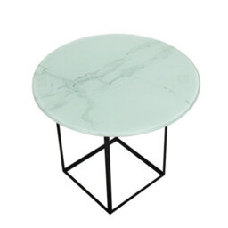 Belofay 50Cm White Marble Round Glass Table Top 8mm Tempered Glass Flat Polished Edge - thumbnail 3