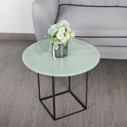 Belofay 50Cm White Marble Round Glass Table Top 8mm Tempered Glass Flat Polished Edge - thumbnail 4