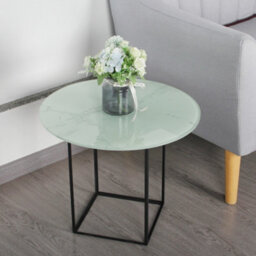 Belofay 50Cm White Marble Round Glass Table Top 8mm Tempered Glass Flat Polished Edge - thumbnail 5