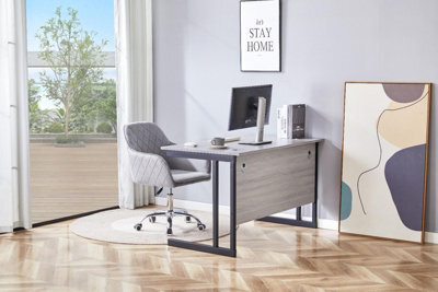 Kosy Koala Grey Office Desk With Grey Velvet Chair Wooden Room Furniture - image 1