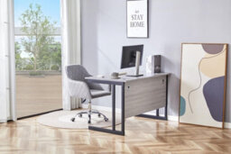Kosy Koala Grey Office Desk With Grey Velvet Chair Wooden Room Furniture - thumbnail 1