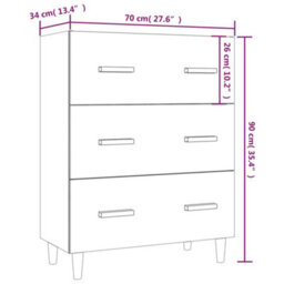 Berkfield Sideboard Brown Oak 70X34X90 Cm Engineered Wood - thumbnail 8