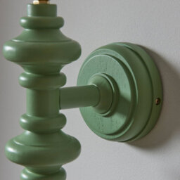 Loops Stylish Dimmable Satin Cotswold Green Wall Light - Elegant Wooden Sconce - thumbnail 4