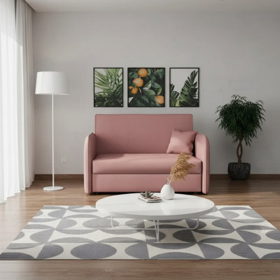 Sofa Viva Loft Ii With Sleeping Function And Storage Chipboard Metal Legs Wooden Frame 127Cm Width Pink - image 1