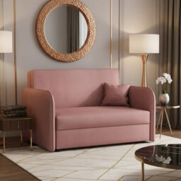 Sofa Viva Loft Ii With Sleeping Function And Storage Chipboard Metal Legs Wooden Frame 127Cm Width Pink - thumbnail 2