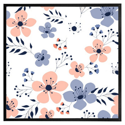 "Andrew Lee Pink & Blue Flowers (Picutre Frame) / 20X20"" / Oak" - image 1