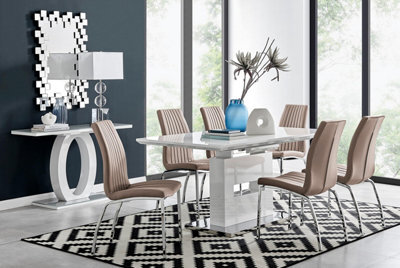 Furniturebox Uk Arezzo Large Extending Dining Table And 6 Cappuccino Isco Chairs - image 1