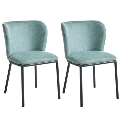 Beliani Set Of 2 Dining Chairs Artesia Fabric Mint Green - image 1