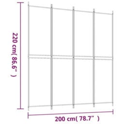 Berkfield 4-Panel Room Divider White 200X220 Cm Fabric - thumbnail 8