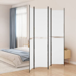 Berkfield 4-Panel Room Divider White 200X220 Cm Fabric - thumbnail 1