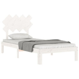 Berkfield Bed Frame With Headboard White 90X200 Cm Solid Wood - thumbnail 3