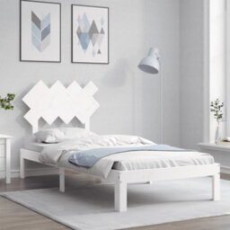 Berkfield Bed Frame With Headboard White 90X200 Cm Solid Wood - thumbnail 1