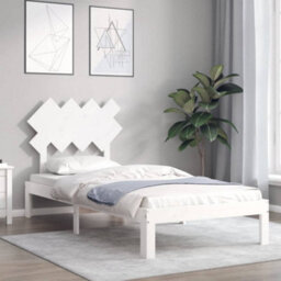 Berkfield Bed Frame With Headboard White 90X200 Cm Solid Wood - thumbnail 4