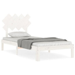Berkfield Bed Frame With Headboard White 90X200 Cm Solid Wood - thumbnail 2
