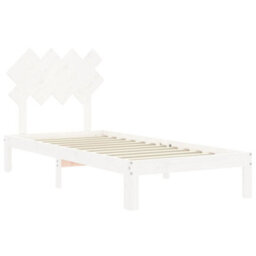 Berkfield Bed Frame With Headboard White 90X200 Cm Solid Wood - thumbnail 5