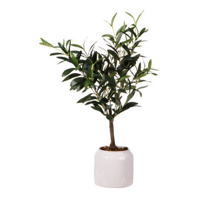 Green 58Cm Olive Artificial Plant In Cream Speckled Ceramic Pot - image 1