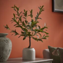 Green 58Cm Olive Artificial Plant In Cream Speckled Ceramic Pot - thumbnail 2