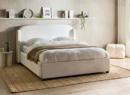 Beliani Ottoman Bed Fabric Bernay 160 X 200 Cm (Eu King Size) Off-White - thumbnail 2
