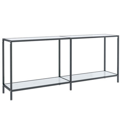 Berkfield Stylish Console Table White 180X35X75.5 Cm Tempered Glass - image 1