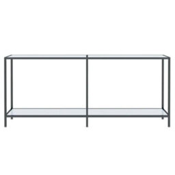 Berkfield Stylish Console Table White 180X35X75.5 Cm Tempered Glass - thumbnail 3