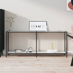 Berkfield Stylish Console Table White 180X35X75.5 Cm Tempered Glass - thumbnail 2